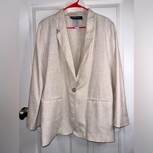 Sag Harbor Blazer Womens 16 Linen Blend Shoulder Pads coat jacket Academia